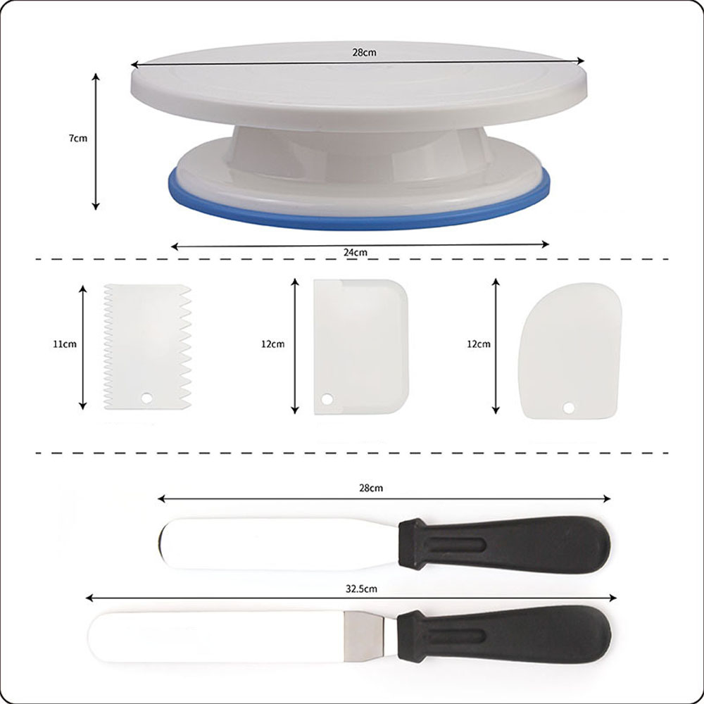 Rotating Cake Turntable Kit Cake Decorating Tools Cake Display Stand Icing Spatulas Scraper Pastry Bakery Kitchen Accessories