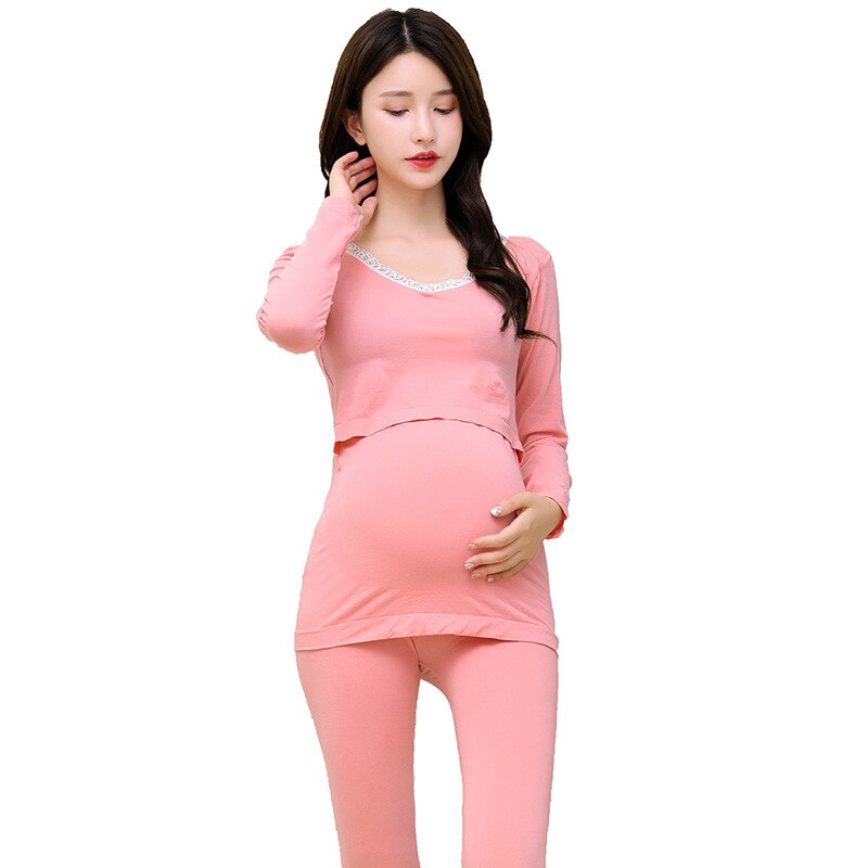 Nueva ropa de dormir de invierno, conjunto Prenatal posparto, ropa interior cálida de otoño para mujeres embarazadas, engrosamiento de sueño de lactancia
