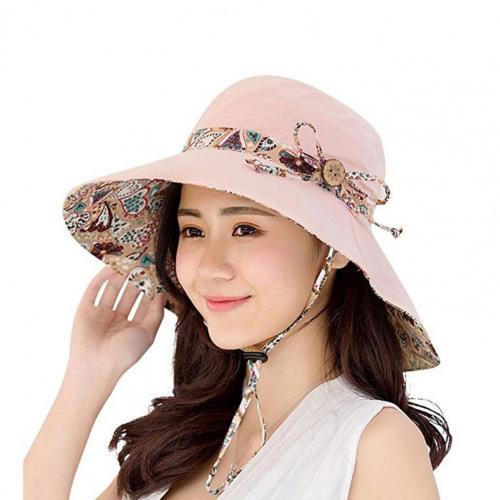80% Hat Foldable Breathable Wide Brim Sun Protection Cotton Reversible Foldable Cap for Summer: Pink