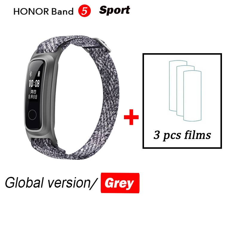 Huawei Honor Band 5 Sport Edition Smart Band Dual Pols &amp; Schoeisel Modus Data Monitor Waterdicht Smart Sport Armband: grey band add 3 film