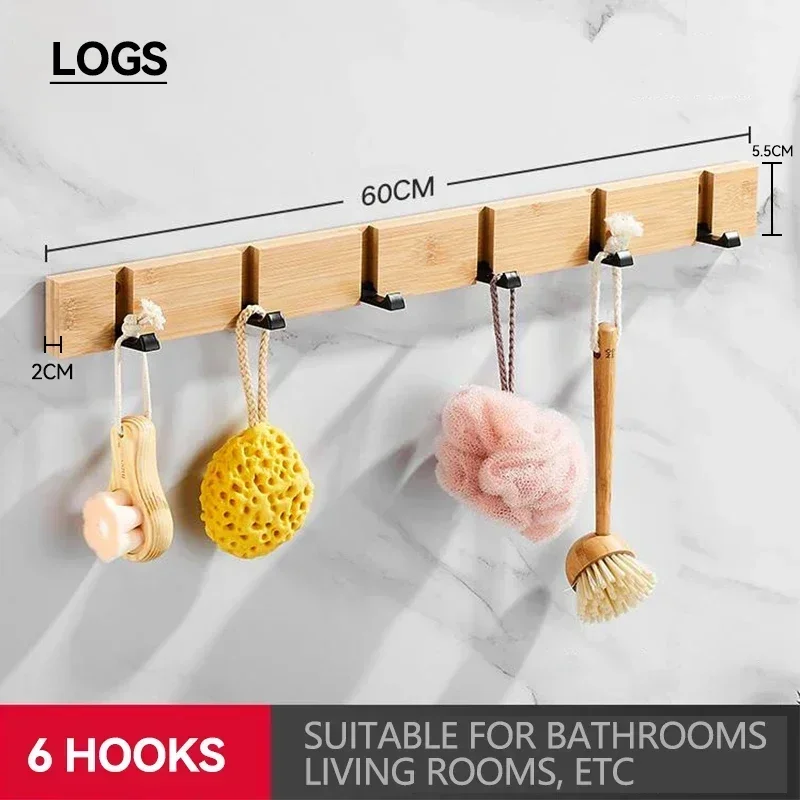Opvouwbare Bamboe Onzichtbare Badkamerhaak Houten Ophanghaken Jas Handdoekhangers Huishoudelijke Boomstammen Witte Antieke Kleur Rijhouder: Bruin