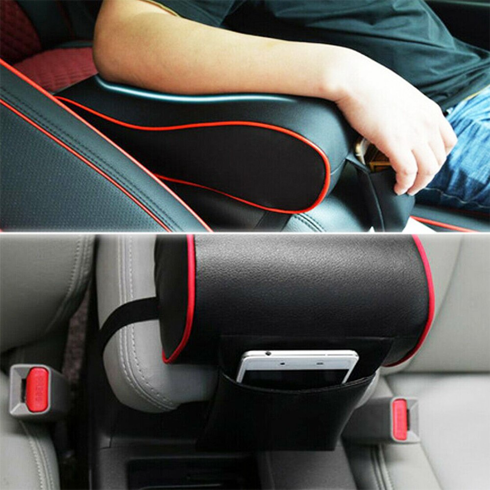 Auto Centrale Armsteun Lederen Pad Zwarte Auto Center Arm Rest Zetel Doos Mat Kussen Kussensloop Voertuig Beschermende Styling
