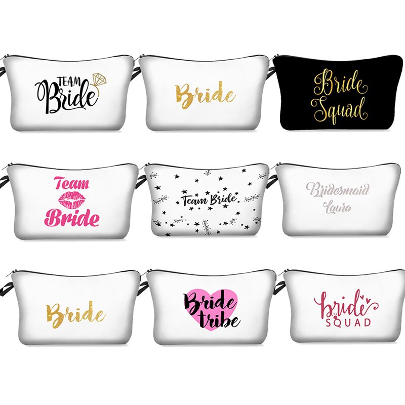 Demoiselle d'honneur mariage Bachelorette poule fête maquillage cosmétique sac Simple équipe mariée lettre imprimé trousse de beauté trousse de toilette pour
