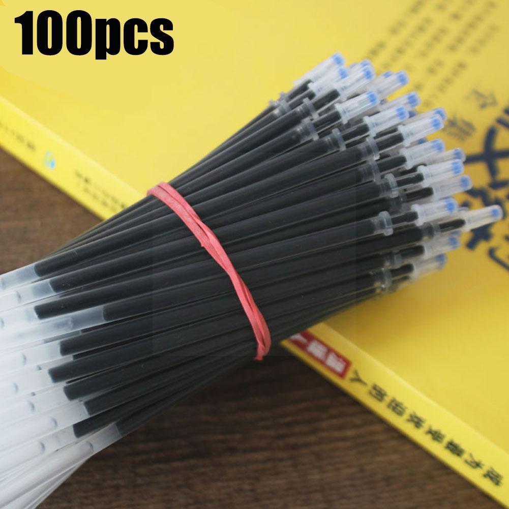 100pc/set 0.5mm Gel Pen Refill Office Signature Rods Blue School Handles Writing Stationery Ink Needle Red Office Black Sup A8M4
