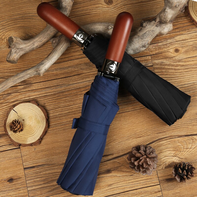 PALONY Three-folding Automatic Long Straight Handle Rainproof 8 Colours Outdoor Women Men 10 Ribs Windproof Structure