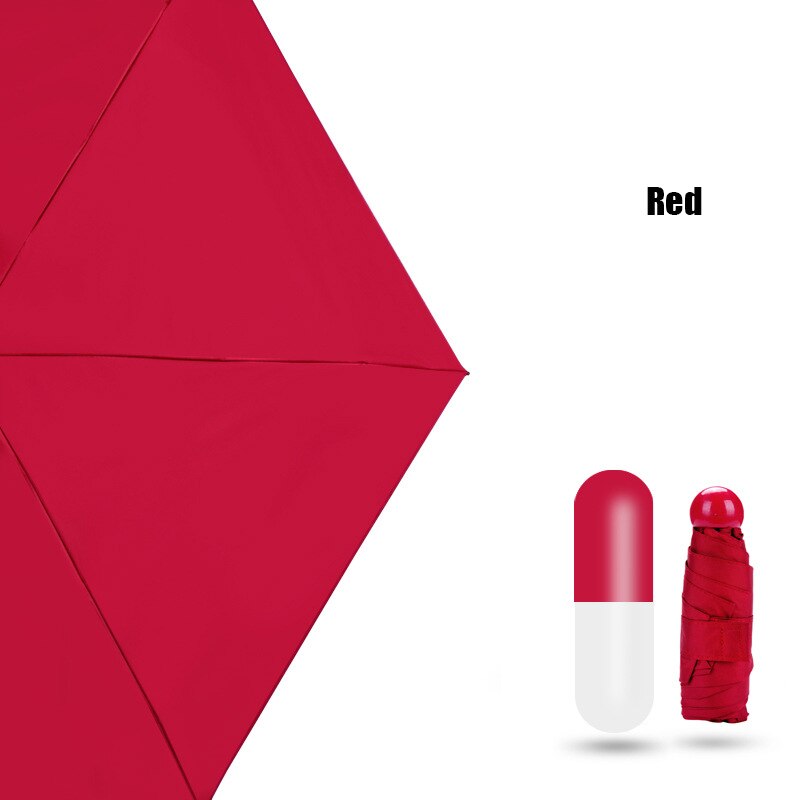 5 kleuren Mini Capsule paraplu 5-vouwen Regen en Zon Vinyl zonnebrandcrème 6 botten paraplu opvouwbare vrouwen pocket Umbrellara in vrouwen: Red