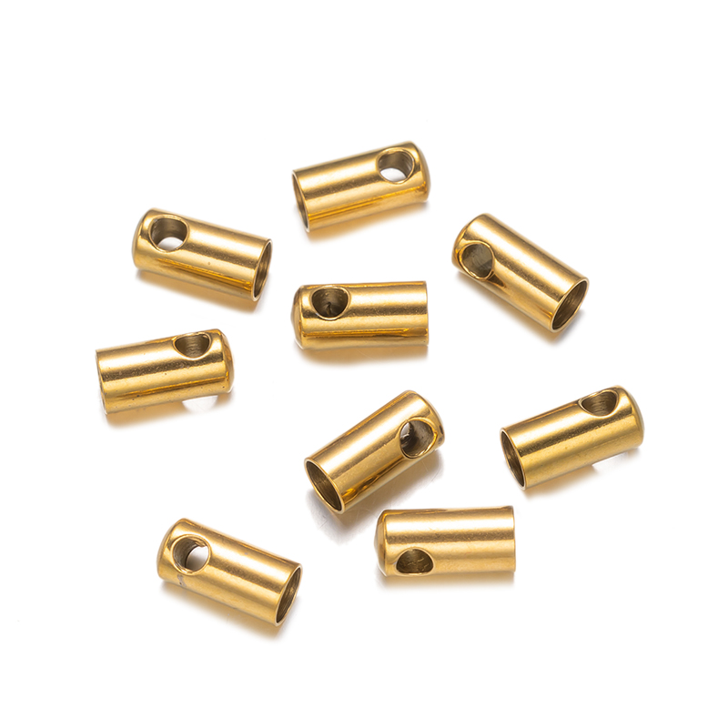 Terminadores de cordón de cuero de acero inoxidable, tapas de cuentas de Punta final para collar DIY, pulseras, materiales de fabricación de joyas, hallazgos, 10 piezas: L / Negro