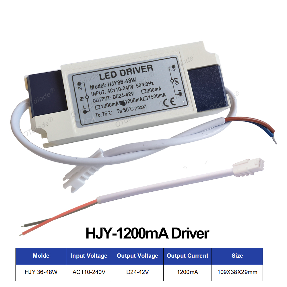 110v 220v 36w 40w 45w 48w led-driver  dc24-42v 900ma 1000ma 1200ma 1500ma flimmerfri strømforsyning ekstern lystransformer: Blå / 230 v
