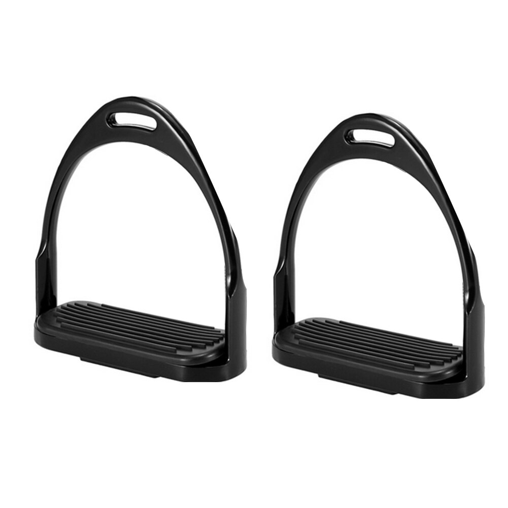 1 par bred spor hest stigbøjler ride tilbehør aluminium pedal sikkerhedsudstyr børn voksne rytter beskyttelse skridsikker: Sort