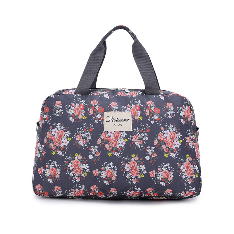 Scione Women Travel Bags Handbags Portable Luggage Bag Floral Print Duffel Bags Waterproof Weekend Duffle Bag: Large Gray