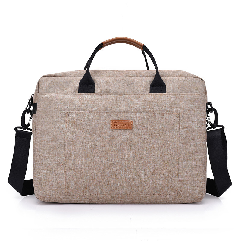 Sac d'ordinateur d'affaires décontracté femmes hommes porte-documents en toile 16 pouces ordinateur portable sac à bandoulière pour femme mâle sac à main voyage grand fourre-tout: Beige