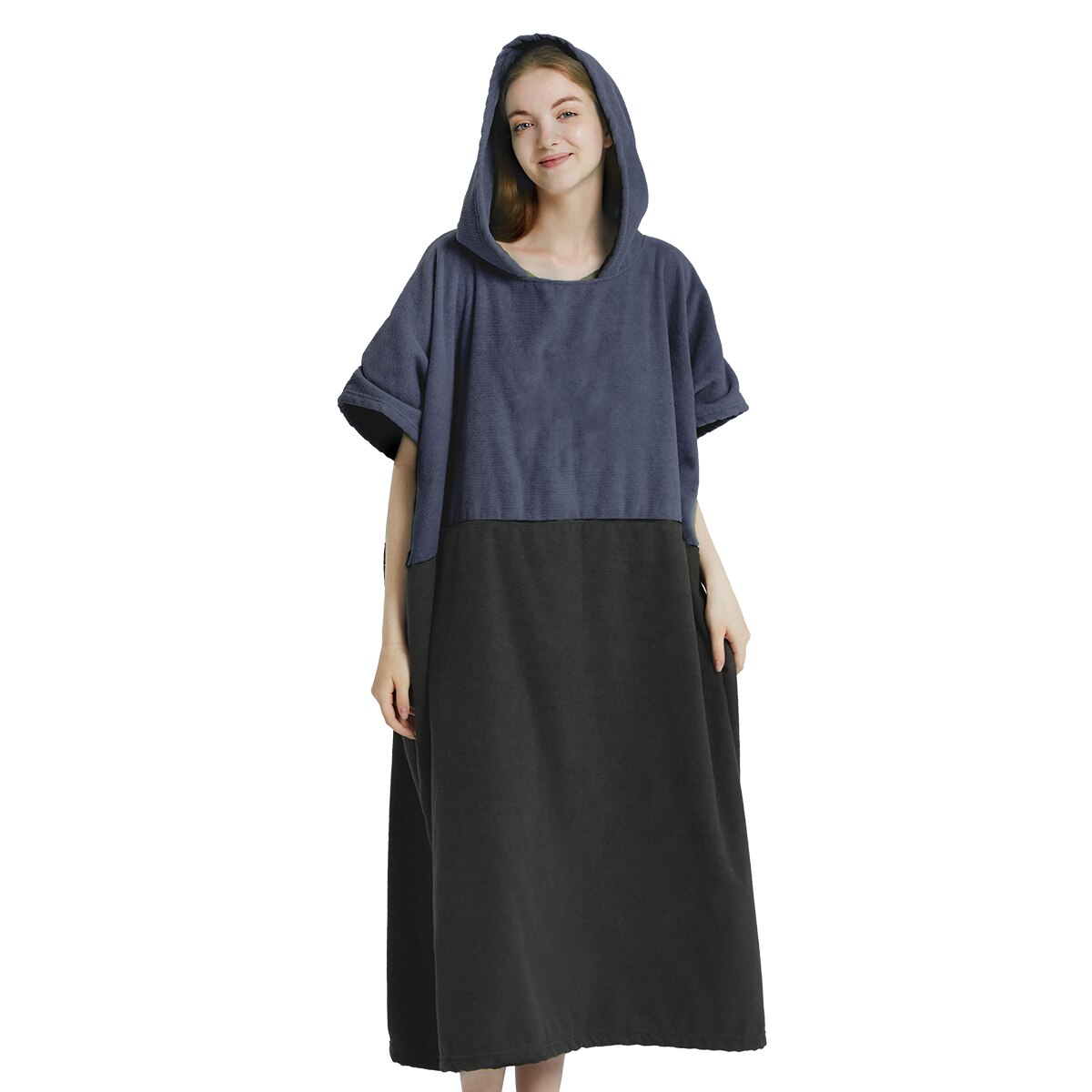 Surfponcho handdoek poncho sneldrogende handdoek hoodie microvezel strandjas omkleedponcho zwemhanddoek strandponcho voor volwassenen: Blauw
