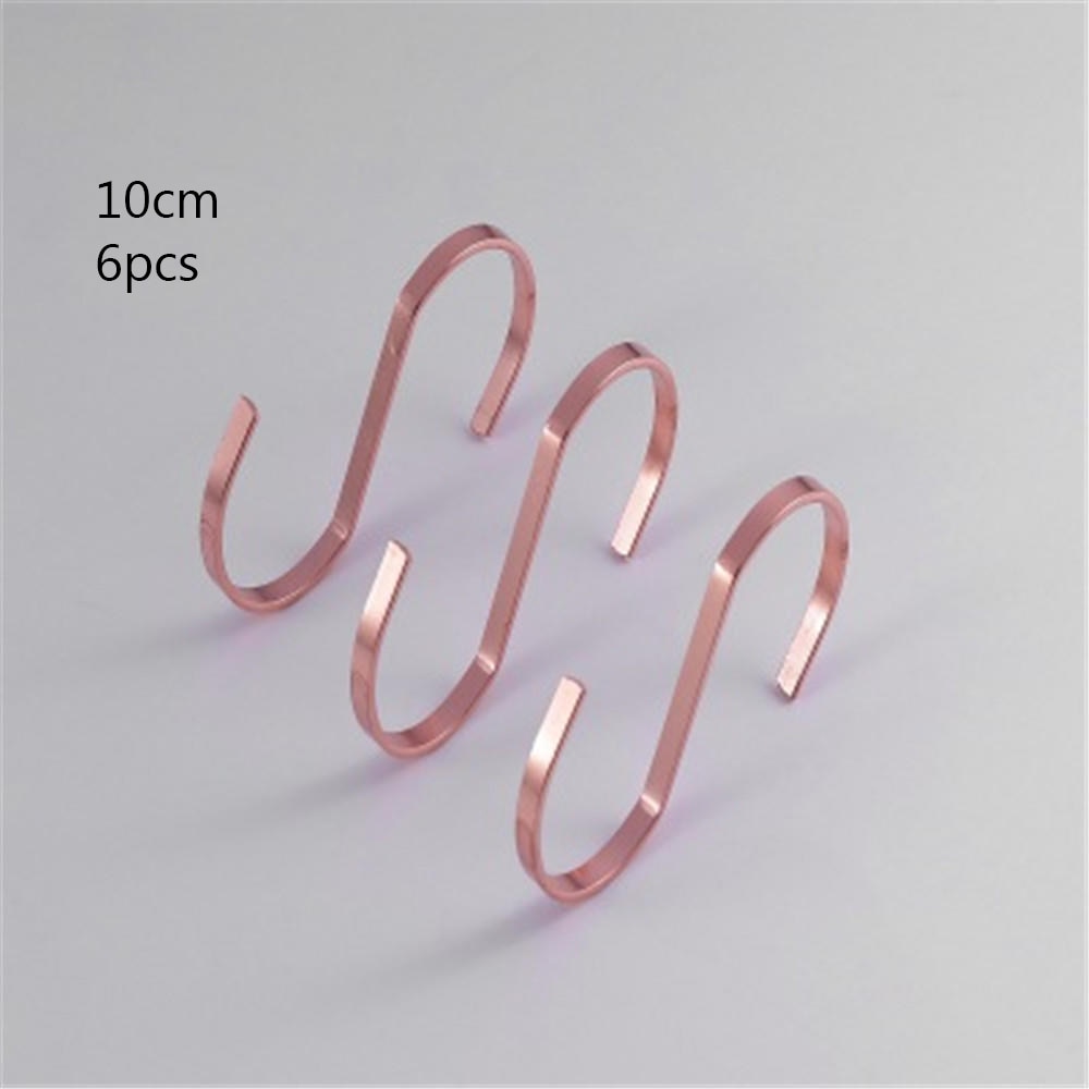 Crochets en forme de S noirs, cintre robuste à suspendre pour la cuisine, la salle de bain, la chambre à coucher, le bureau, sac à manteau, support de rangement des plantes 10 pièces 6 pièces: 6pcs rose gold