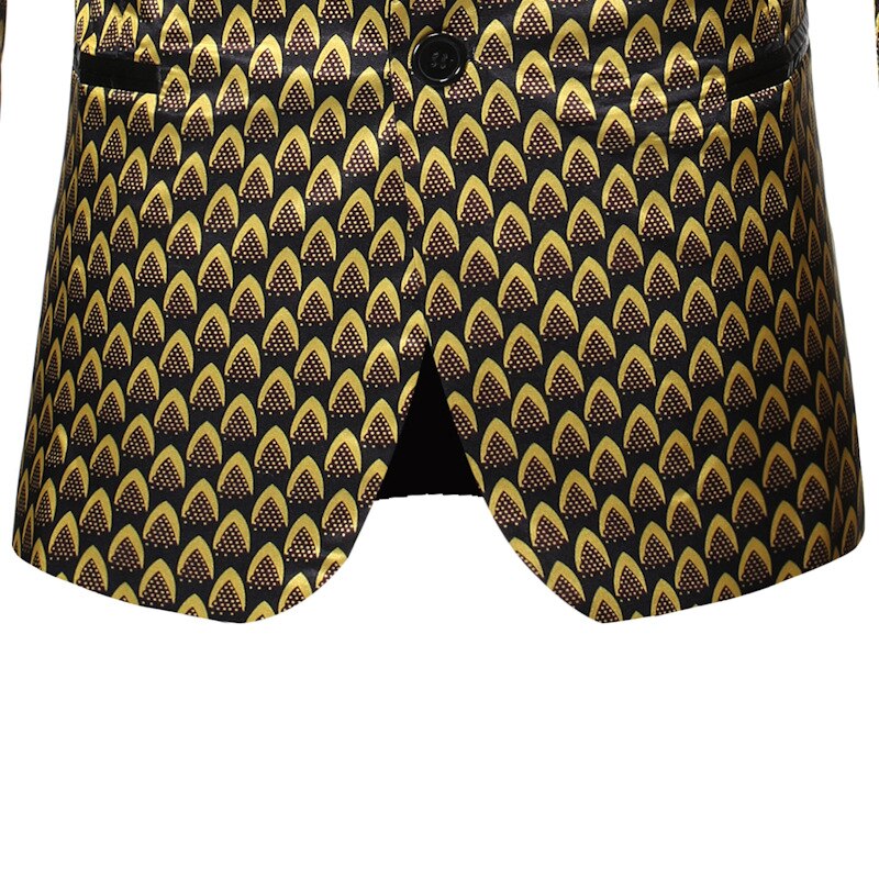 Veste de costume en or brillant pour hommes, col châle, Blazer à un bouton, tenue de mariage d&#39;affaires, Costumes de chanteur sur scène
