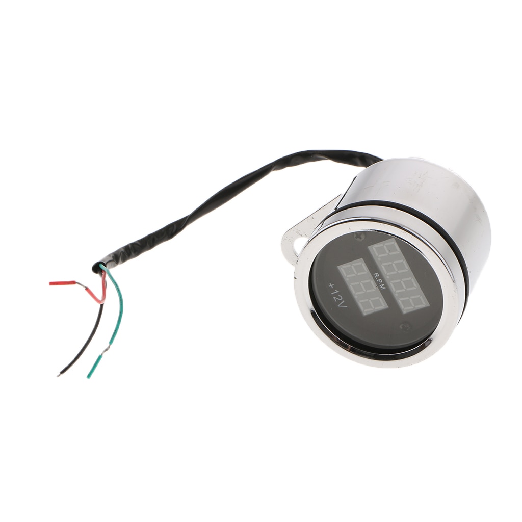 DC12V Waterproof 62mm LED Digital RPM Tachometer Voltmeter Gauge