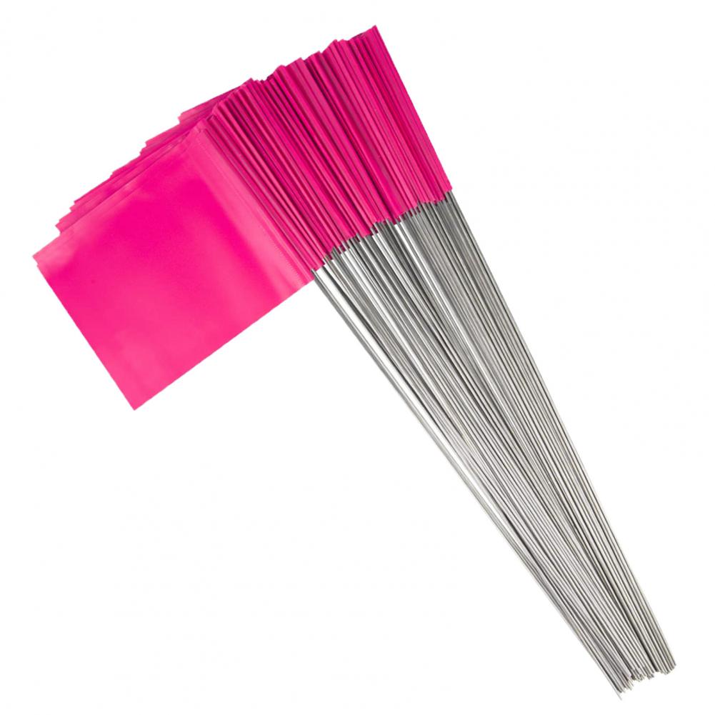 100 Pcs 14*10cm Marking Flags Colorful Lawn Flag Markers Waterproof Non-Fading PVC Landscape Flags Landscape Sprinkler Flags: Pink