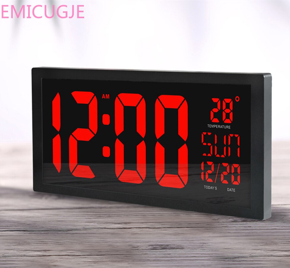HD LED Large Screen Wall Clock Home Desktop Calendar ClockDaylight Saving Time Function LED Electronic Clock with Thermometer