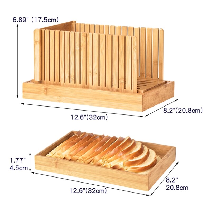 Cortador de pan plegable de madera de bambú, guía de corte para pan tostado, rebanador para pasteles, Bagels