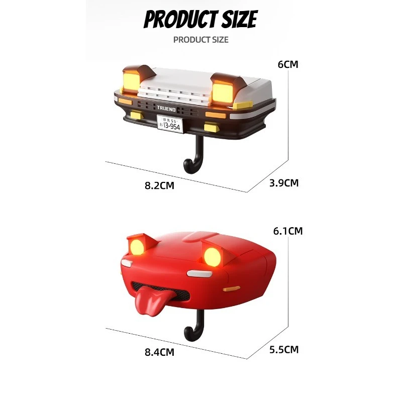 Colgador de llaves de coche, llavero Retro de dibujos animados, arte de pared, llavero de luz de coche, accesorios de decoración de habitación, uso de dispositivos creativos, gancho para el hogar