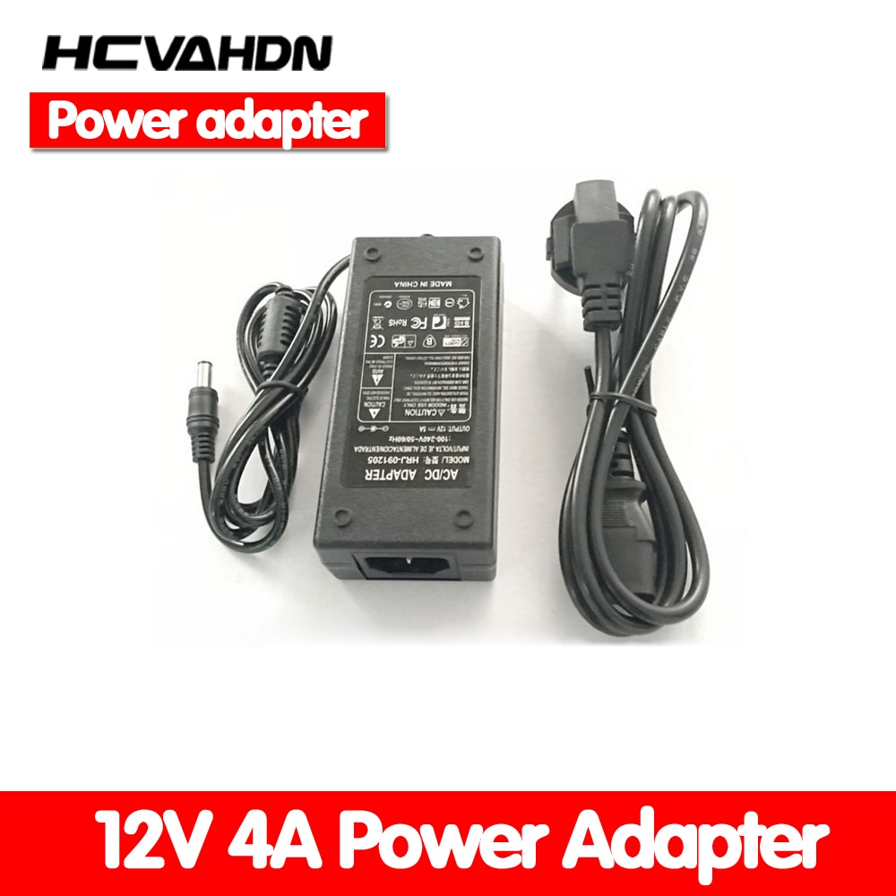 1 stk 12 v 4a ac 100v-240v adapter adapter dc 12v 4a 48w strømforsyning dc 5.5mm x 2.5mm til 5050/3528 led lys lcd-skærm