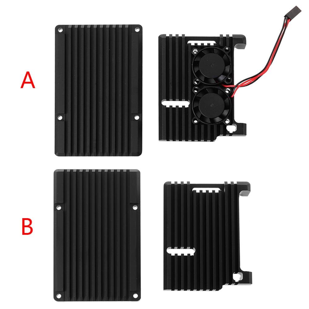 Aluminum Alloy Enclosure Case Metal Shell Black Box Radiating Plate Heatsink Cooler for Raspberry Pi 4 Model B