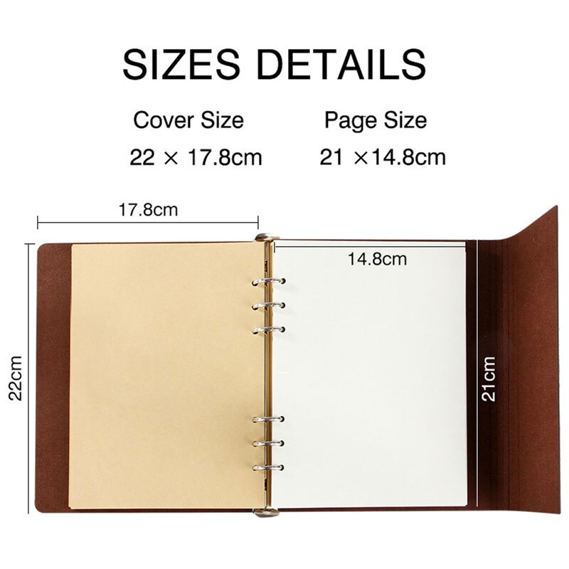 VEESUN-Cuaderno de cuero A5, Agenda, papeles y hojas sueltas, suministros escolares para estudiantes, Bloc de escritura de oficina