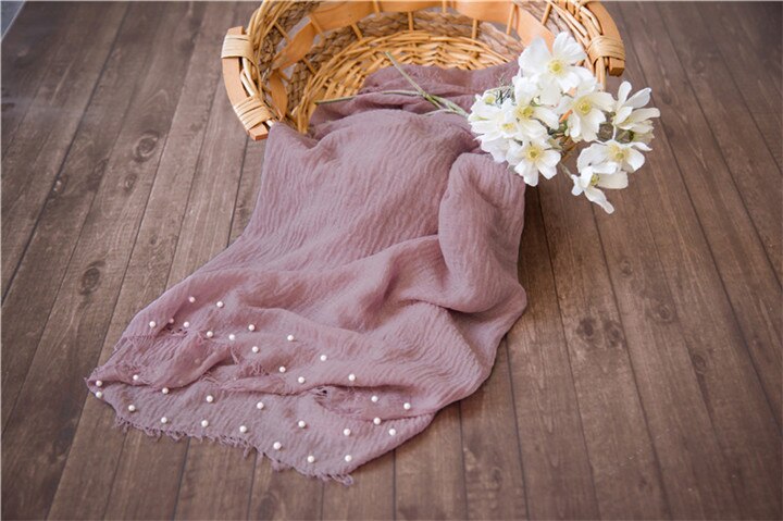 Ylsteed Newborn Photo Props Pearl Baby Shooting Photo Wrap with Tassel Baby Basket Stuffer Infant Photography Blanket Backdrop: dark pink