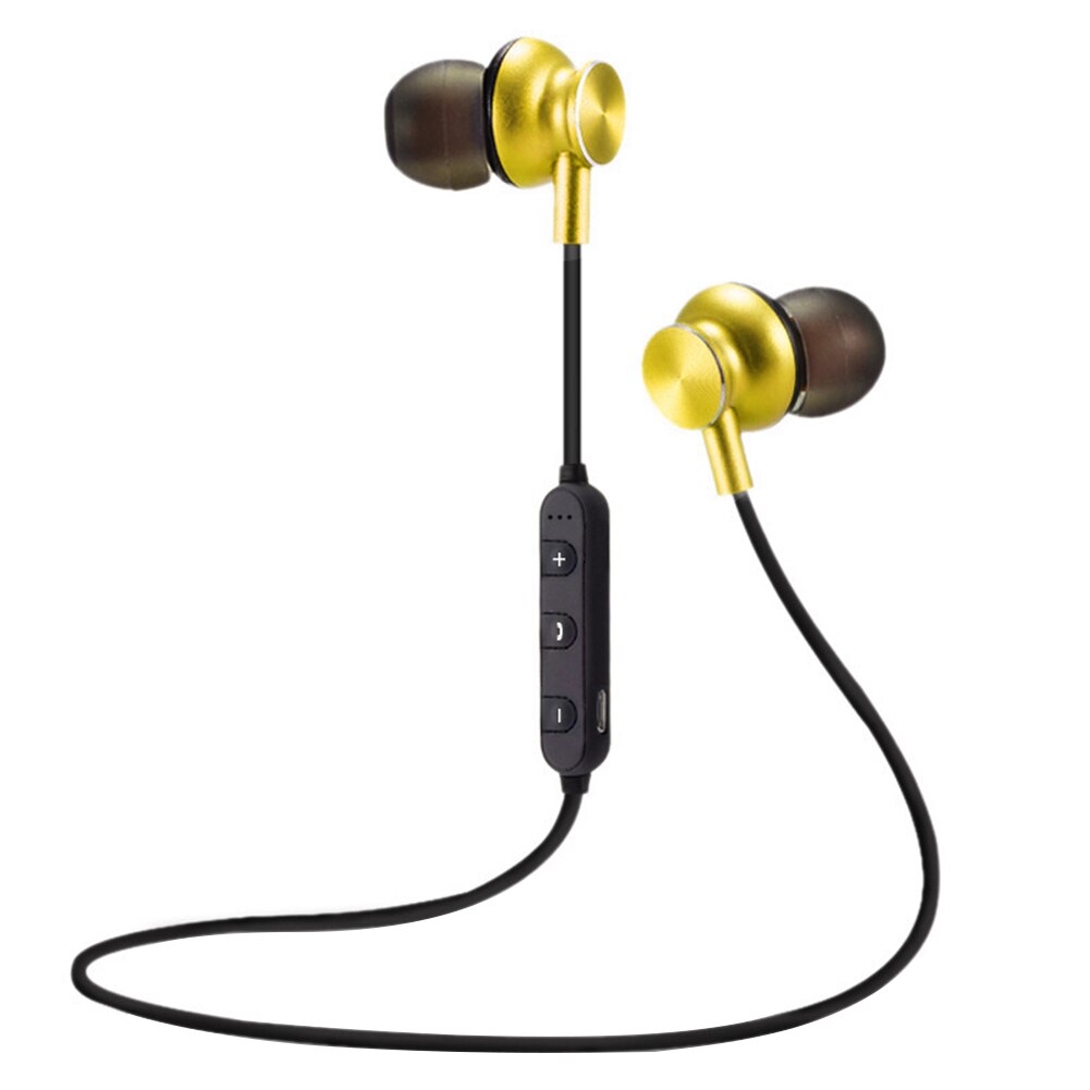 Bluetooth Earphones M6 Sports Neckband In-ear Magnetic Ear Tips Phone Wireless Bluetooth Earphones: Gold