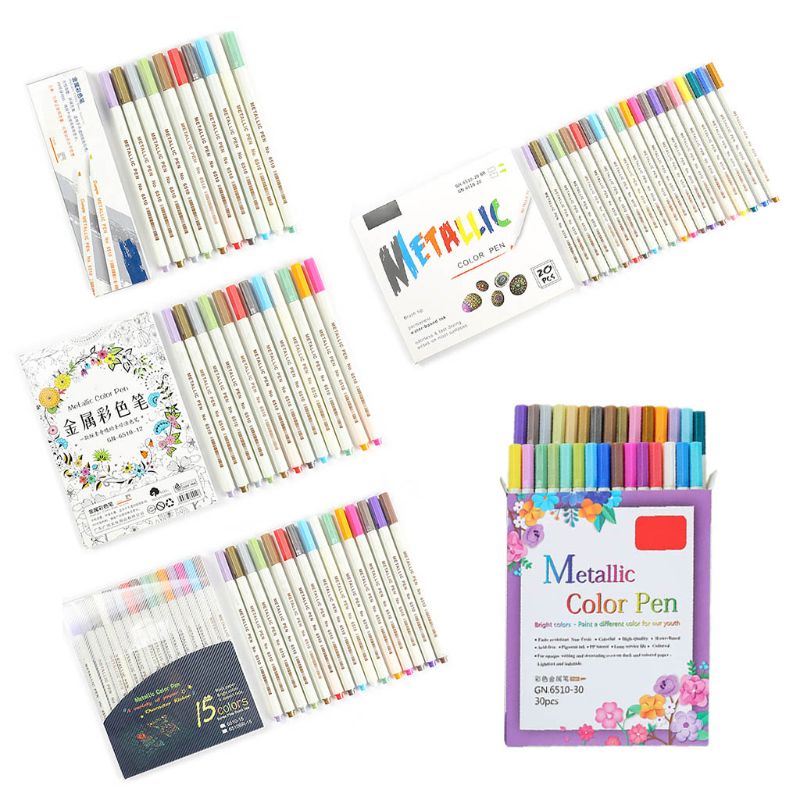 10/12/15/20/30 Kleuren Metallic Micron Pen Gedetailleerde Metalen Verf Maker Diy Album Papier Tekening School art Supplies