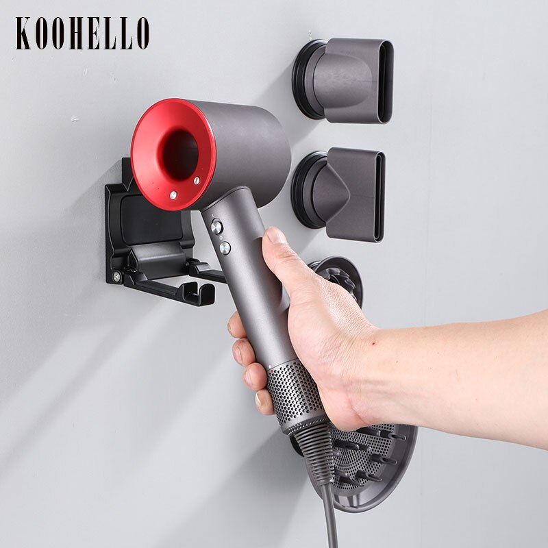 Antieke Föhn Houder Badkamer Planken Muurbevestiging Magazijnstelling Zwart Badkamer Plank Voor Dyson Supersonic Föhn Houder