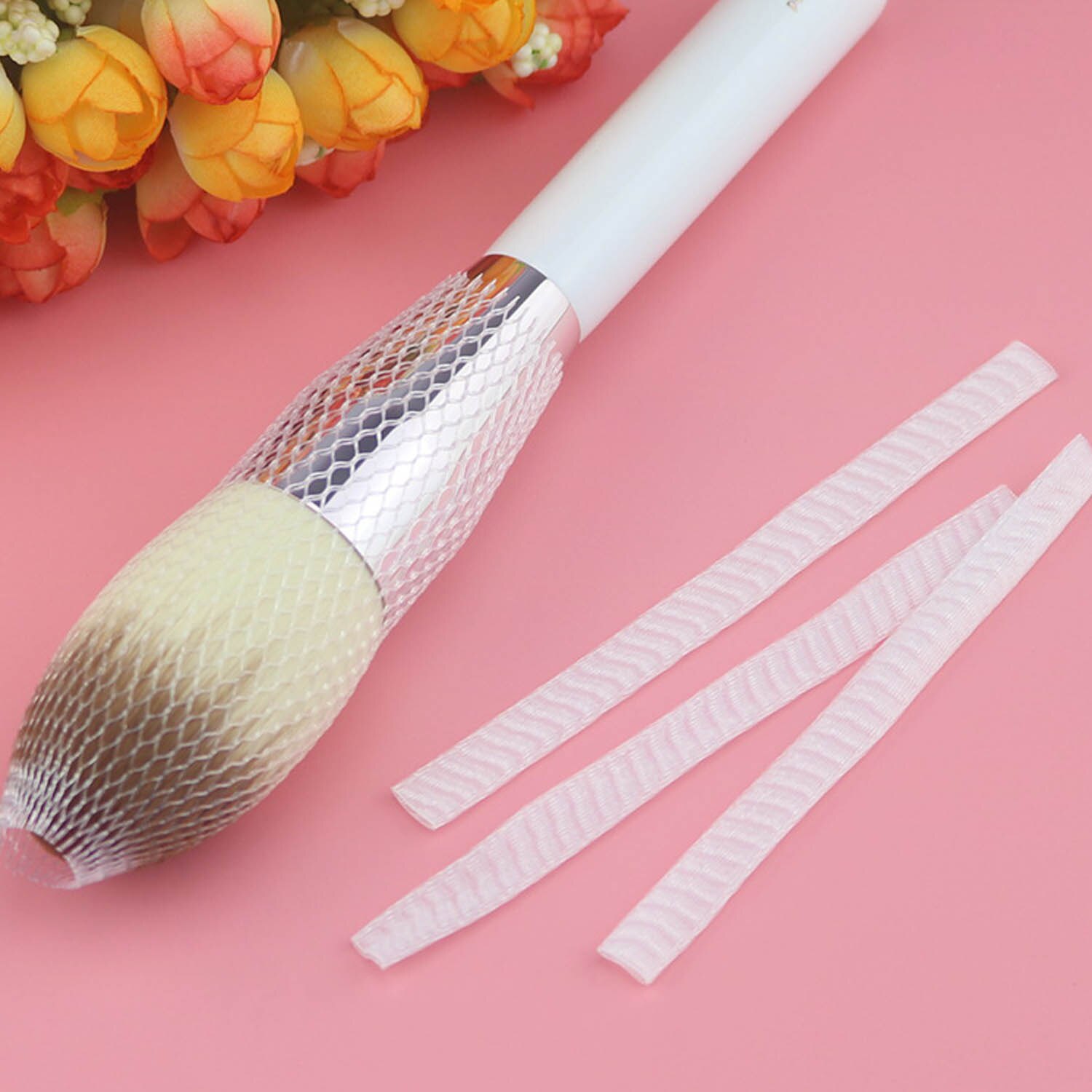 Filet de protection pour pinceaux de maquillage, maille élastique, accessoire de beauté, cosmétique, couverture du stylo, filet sous gaine, outil sans brosses, 50pcs