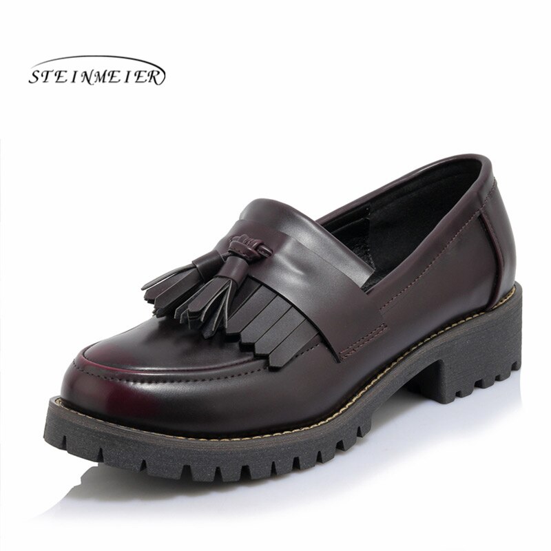 Kvinder oxford flade forårssko til kvinder læder lejligheder sommer brogues vintage slip on loafers afslappede sneakers sko