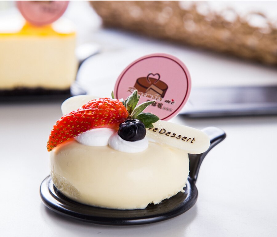 MUZITY Ceramic Cake Plate Round Triangle Rectangle Shape Small Black Plates Dessert Plate