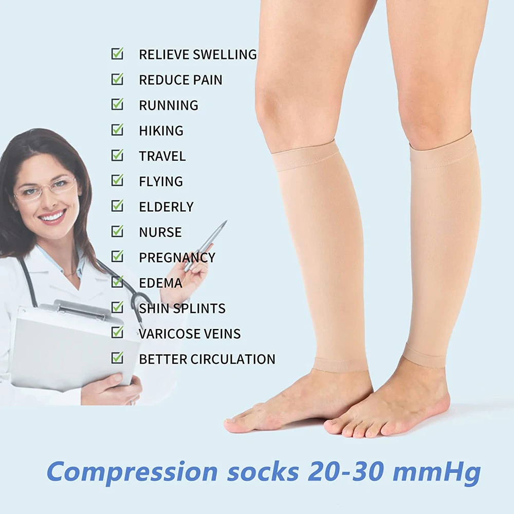 1Pair Calf Compression Sleeve Leg Compression Sock Calf & Shin Support Relieve Calf Pain for Swelling Shin Splints Knee Sleeve