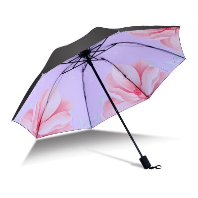 Umbrella Men Rain Woman Windproof Large Paraguas 3D Flower Print Sunny Anti-sun 3 Folding Umbrella Outdoor Parapluie: as picture4