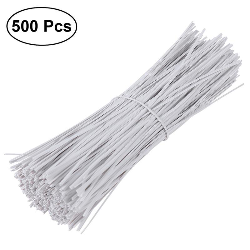 Bestoyard 500 stk 15cm plastbelagt jerntråd snoet bånd kabel wrap organisator bånd: Hvid