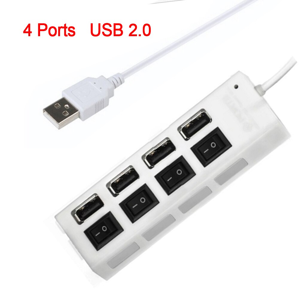USB Hub 3.0 USB Splitter Multi USB 2.0 Hub 4/7 Port Expander Multi USB 3 Hab Use Power Adapter Computer Accessories Hub For PC: 4 Ports White 2.0
