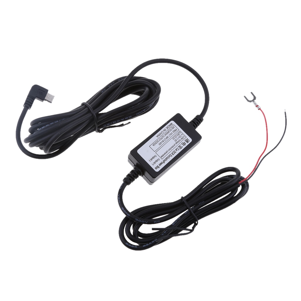 Car DVR Exclusive Power Box Adapter DC Power 90° Left Micro USB Cable 3.5m 12V to 5V Universal