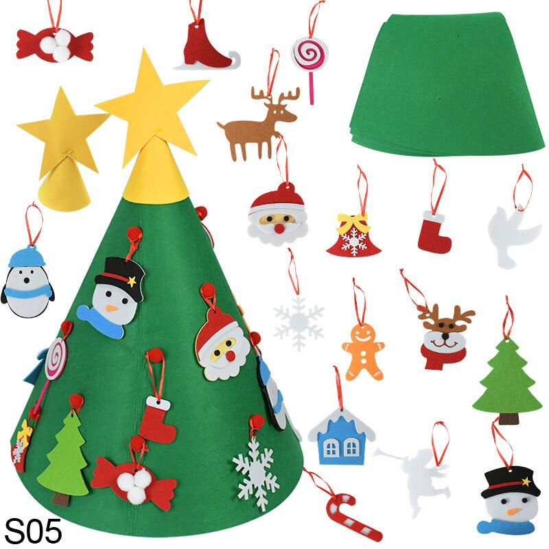 Gør det selv kunstig filt væghængende ornamenter navidad dekoration juletræ hjem til julefest indretning år børn: S05