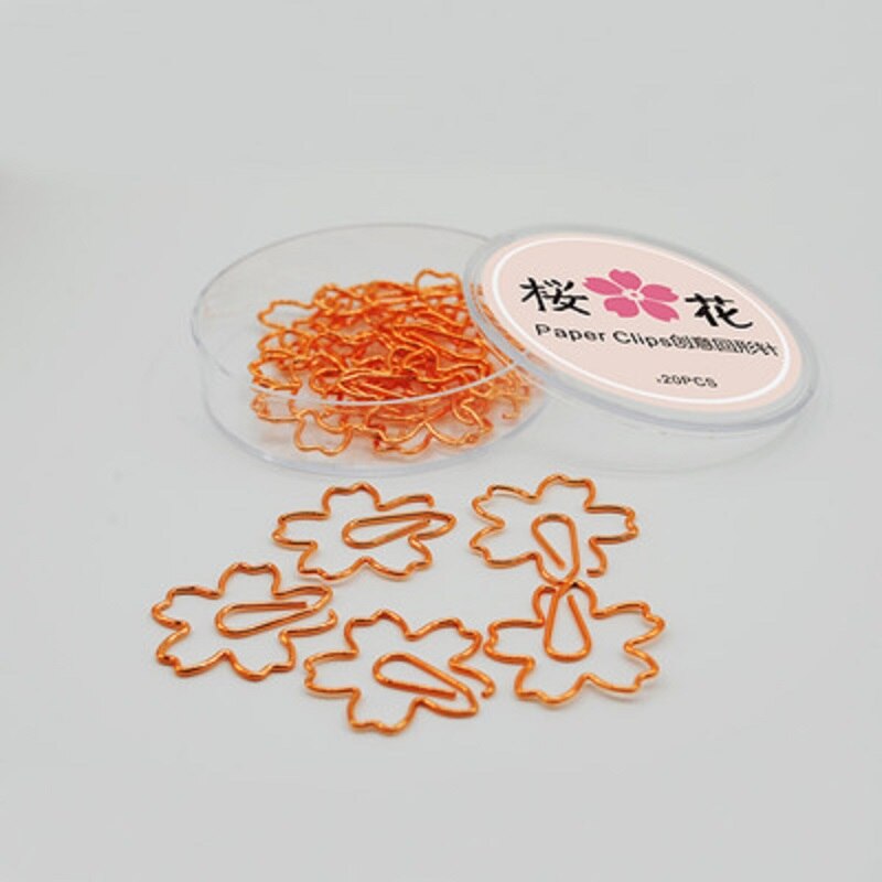 pink clip metal paper clip bookmark office stationery sakura paper clips