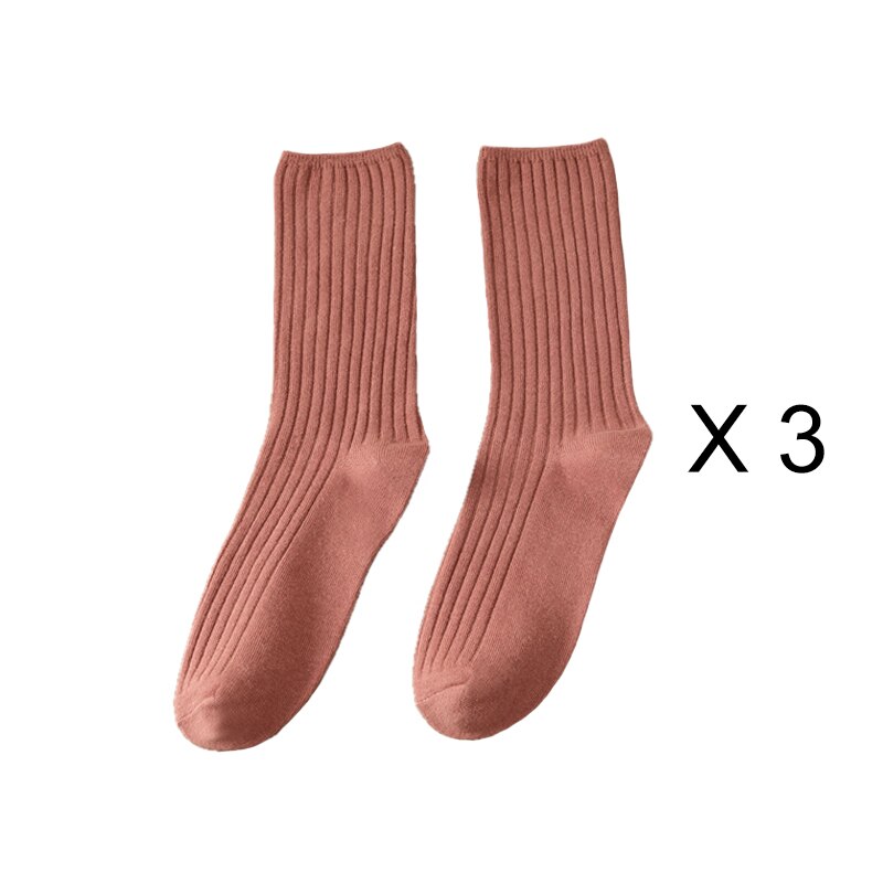 3 par/lote conjuntos de calcetines de mujer de Color sólido Retro calcetines largos de algodón para mujer transpirable estilo japonés Casual calcetín largo de algodón: Azul marino