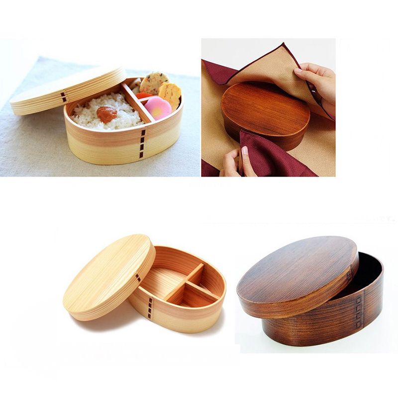 Natural Wood Lunch Box Wooden Bento Lunchbox Food Container Japanese Travel School Camping Lunch Box