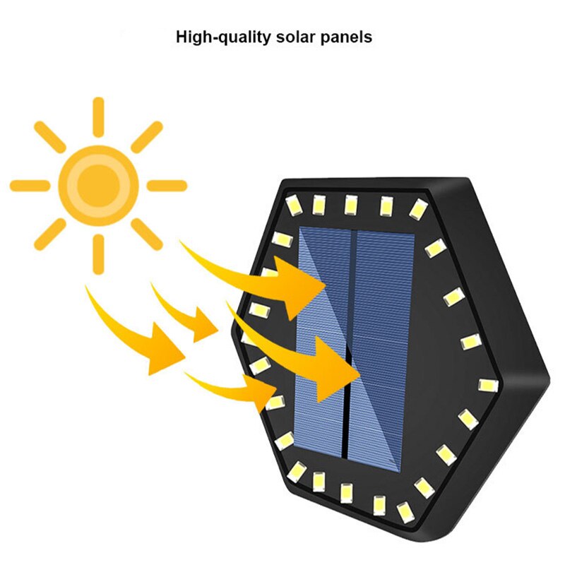 Solar Hexagon 24LED Underground Light Wall Mounted Connectable Outdoor ABS CE RoHs Certified Lawn Lamp for Fence Courtyard