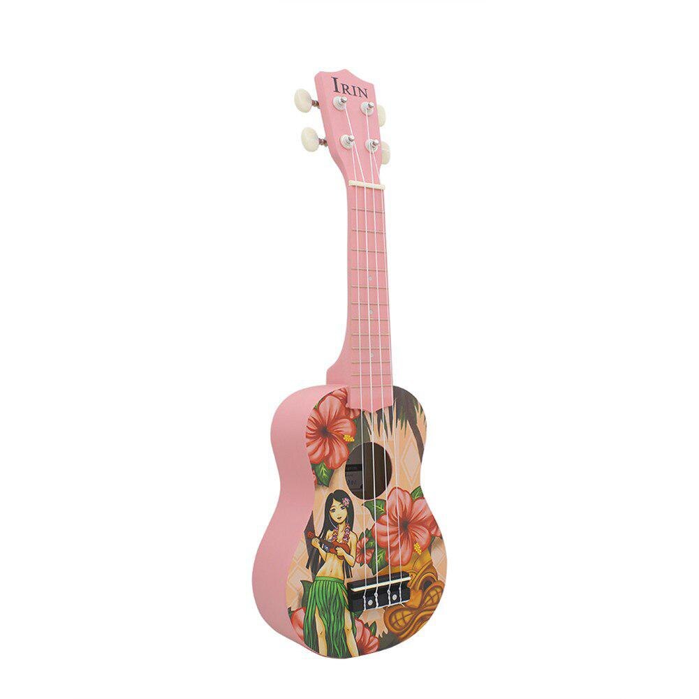 Ukelele de 21 pulgadas, Ukelele de tilo con patrón de chica hawaiana, bolsa con correa, Kit de instrumentos acústicos de Capo de cuerda