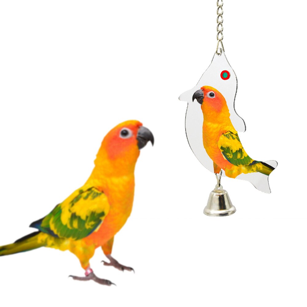 Espejo de juguete para mascotas de 8 estilos, divertido para juguete cacatúas, loros, juguetes pequeños de pájaros y loros, loro mascota accesorios para escalar: Rojo