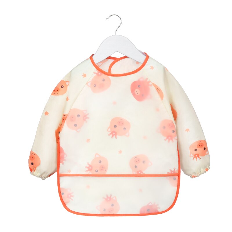 Bavoirs étanches pour bébé, bavettes mignonnes imprimées de dessins animés, tabliers à manches longues: E / 90CM(60-80CM)