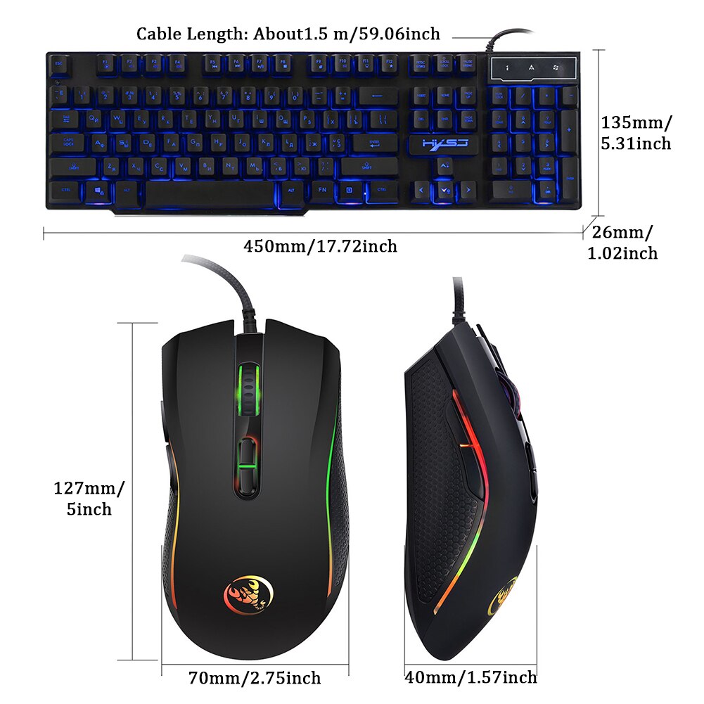 Waterproof English Russian USB Port Gaming Keyboard ABS With Backlit Non Slip 104 Keys Home Mechanical Feeling Plug And Play