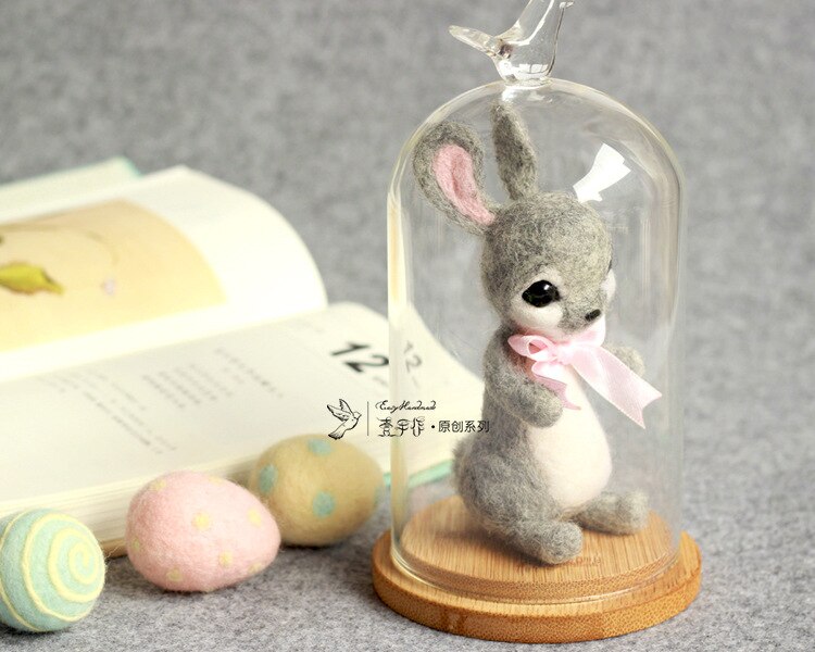 Easyhandmade Easter Bunny and Easter Eggs Set Wool Felt DIY Package Craft Felting Kit for Adults Package Craft Paper Box