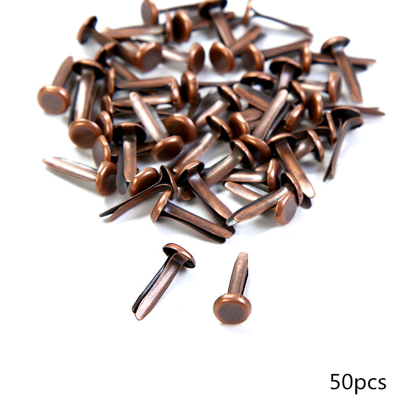 Clous de deux pieds en métal 50/100 pièces | Pointes de strass, matériel artisanal pour enfants, accessoires Scrapbooking, attache de décoration pour Brads: Bronze nails 50pcs
