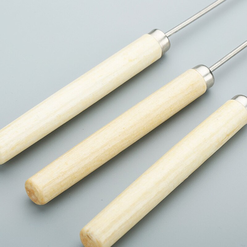 20 Pcs Barbecue Skewer BBQ Stick Roasting Needle With Wooden Handle Brochette Tong Kebabe Skewers Stainless Steel Roasting Tools